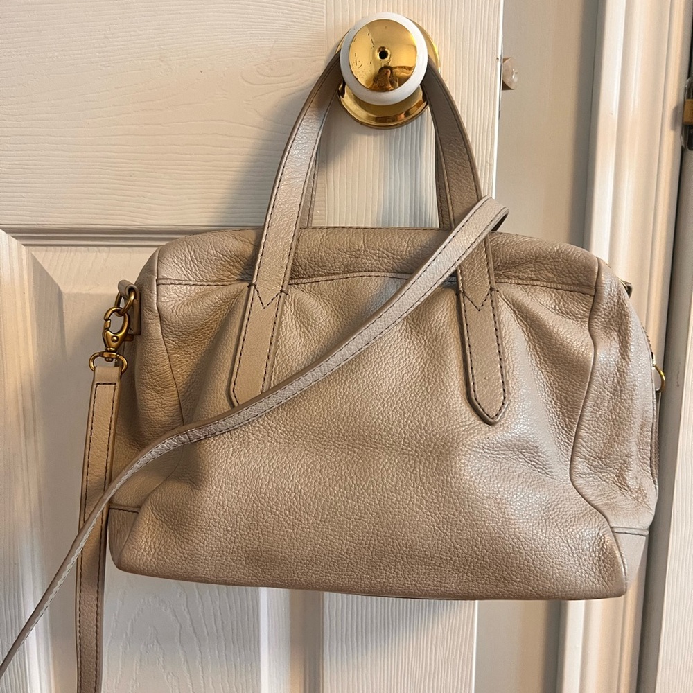 Fossil Taupe Leather Satchel
